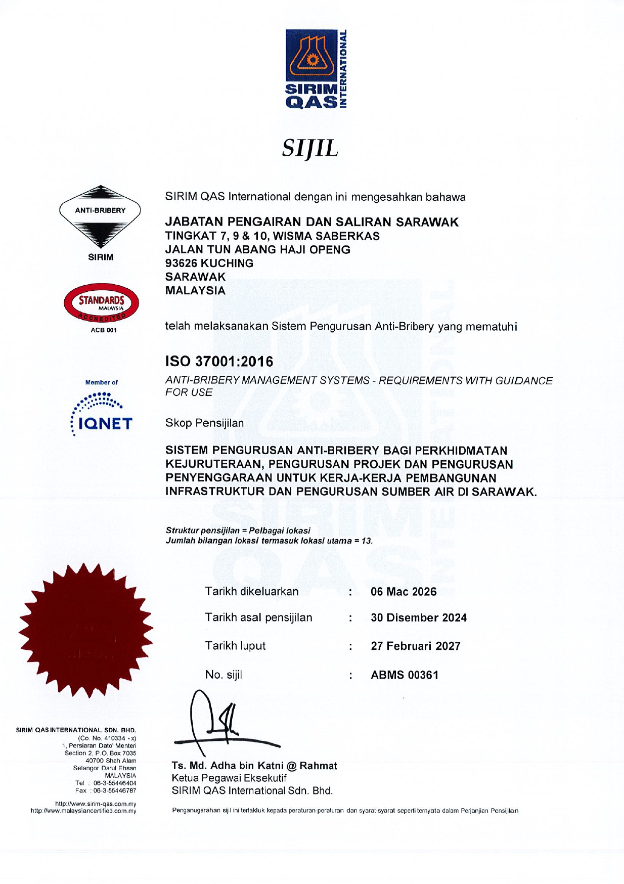 ISO 37001 Certificate